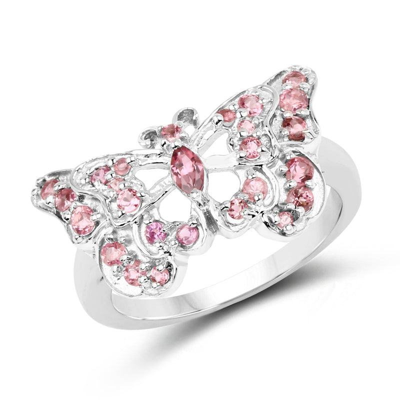 Bids.com 0.83 Carat Genuine Pink Tourmaline .925 Sterling Silver Ring Rings
