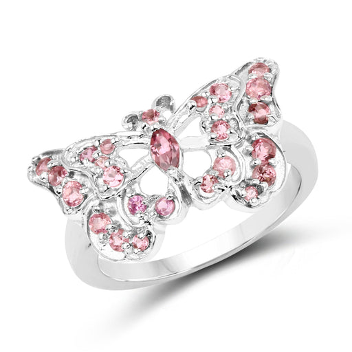 Bids.com 0.83 Carat Genuine Pink Tourmaline .925 Sterling Silver Ring Rings