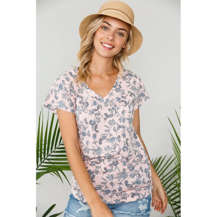 Paisley Print V Neck Tunic Top