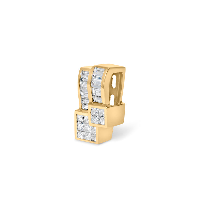 Bids.com 14K Yellow Gold 1 1/2 cttw Princess and Baguette Cut Diamond Geometric Pendant Necklace (H-I Color, VS1-VS2 Clarity) Necklaces