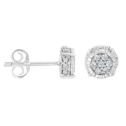 Bids.com .925 Sterling Silver 1/3 cttw Round-cut Diamond Floral Stud Earring (I-J Clarity, I3 Color) Earrings