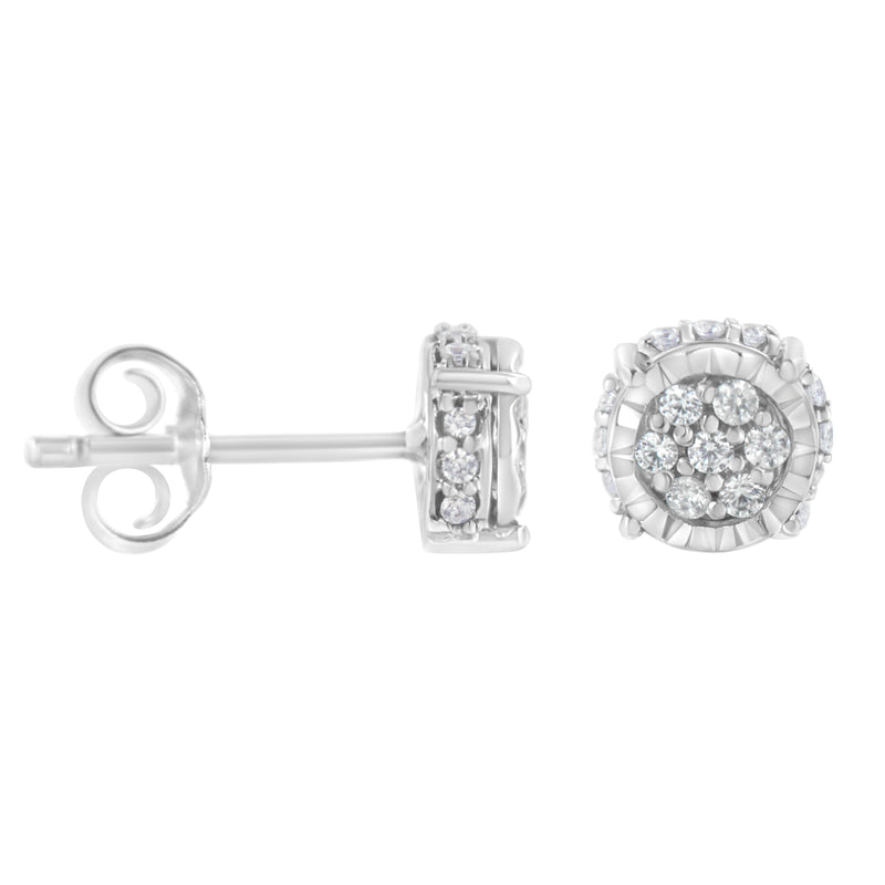 Bids.com .925 Sterling Silver 1/3 cttw Round-cut Diamond Floral Stud Earring (I-J Clarity, I3 Color) Earrings