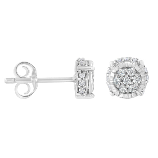 Bids.com .925 Sterling Silver 1/3 cttw Round-cut Diamond Floral Stud Earring (I-J Clarity, I3 Color) Earrings
