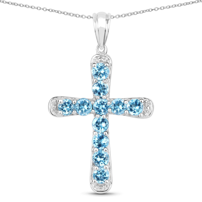 Bids.com 3.85 Carat Genuine Blue Topaz .925 Sterling Silver Pendant Pendants