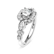 Bids.com 14K White Gold Diamond 3/4 Cttw Diamond Halo Style and Woven Shank Engagement Ring (G-H Color, VS2-SI1 Clarity) - Size 7 Rings
