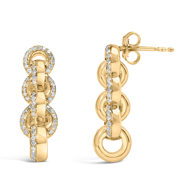 Bids.com 14K Yellow Gold Plated .925 Sterling Silver 1/2 Cttw Diamond Chain Link Drop Earrings (H-I Color, I1-I2 Clarity) Earrings