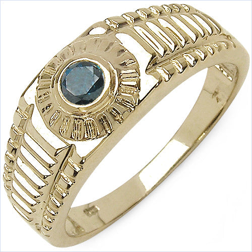 Bids.com 0.20 Carat Genuine Blue Diamond .925 Sterling Silver Ring Rings