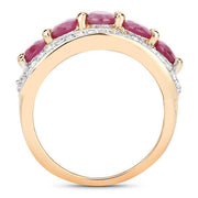 Bids.com 1.74 Carat Genuine Ruby and White Diamond .925 Sterling Silver Ring Rings