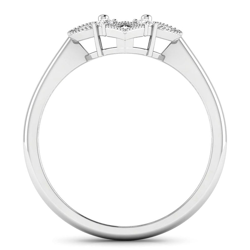 Bids.com 0.20 Carat Genuine White Diamond 14K White Gold Semi Mount Ring - holds 8x6mm Oval Gemstone Rings