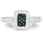 Bids.com 0.36 Carat Genuine Blue Diamond and White Diamond .925 Sterling Silver Ring Rings