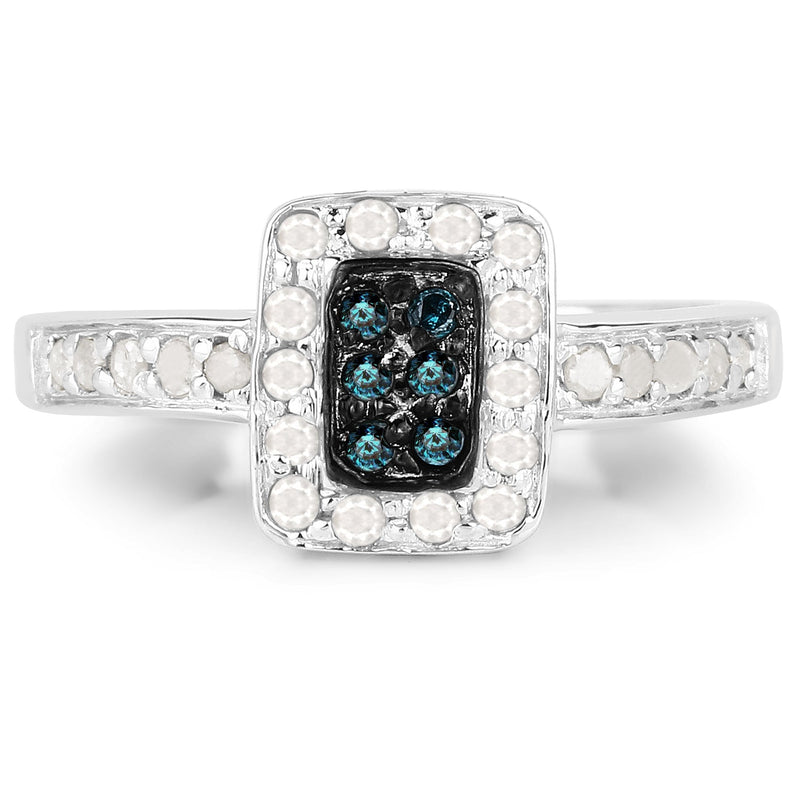 Bids.com 0.36 Carat Genuine Blue Diamond and White Diamond .925 Sterling Silver Ring Rings