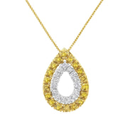 Bids.com Yellow Gold Plated Sterling Silver Treated Yellow Diamond Pear Shape Pendant Necklace (1/2 cttw, Yellow Color, I2-I3 Clarity) Necklaces