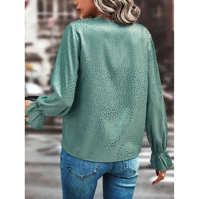 V-Neck Flounce Sleeve Blouse