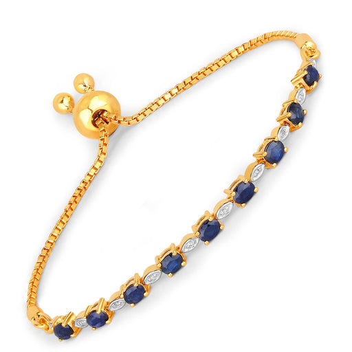 Bids.com 1.83 Carat Genuine Blue Sapphire and White Diamond .925 Sterling Silver Bracelet Bracelets