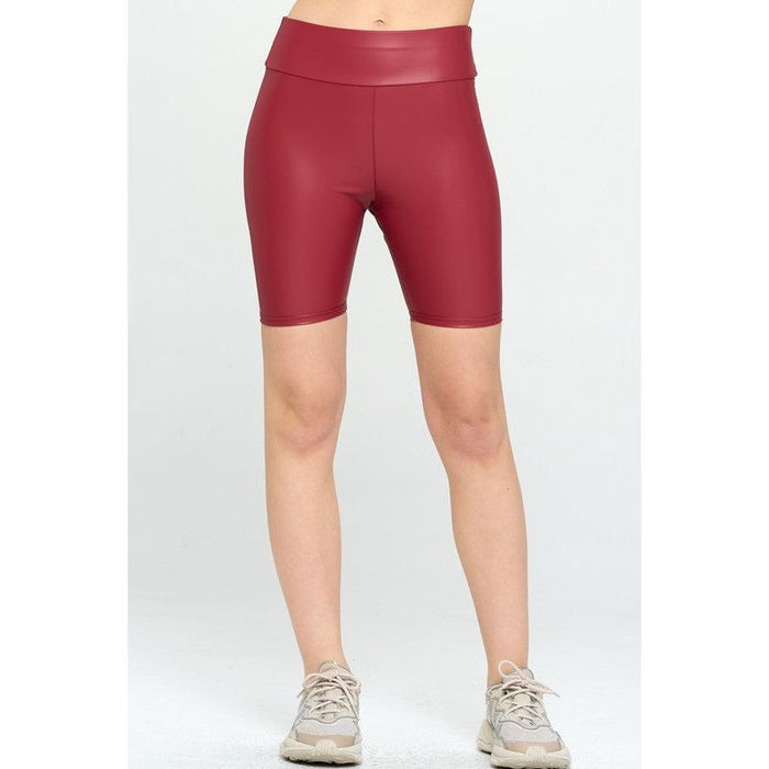 High Waist Pu Biker Shorts