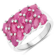 Bids.com 4.05 Carat Genuine Ruby .925 Sterling Silver Ring Rings