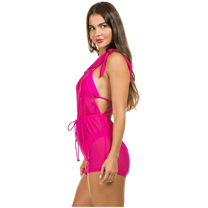 two piece swimsuit with jumpsuit coverup