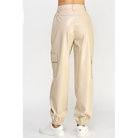 RELAXED VEGAN LEATHER CARGO PANTS