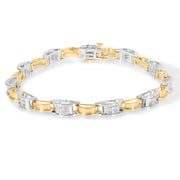 Bids.com 14K Two-Tone Gold 1.00 Cttw Princess-Cut Diamond Chain Link 7" Bracelet (H-I Color, SI1-SI2 Clarity) Bracelets