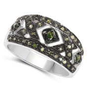 Bids.com 0.27 Carat Genuine Green Diamond .925 Sterling Silver Ring Rings