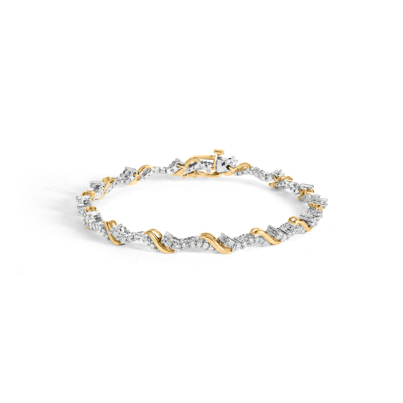 Bids.com 10K Yellow and White Gold 2.00 Cttw Diamond "S" Link 7" Bracelet (H-I Color, I2-I3 Clarity) Bracelets