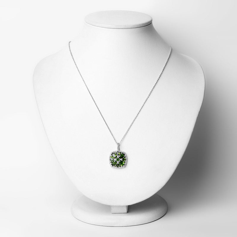 Bids.com 3.25 Carat Genuine Chrome Diopside and White Zircon .925 Sterling Silver Pendant Pendants