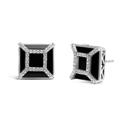 Bids.com 14K White Gold 3/8ct Diamond with 11x11MM Black Onyx Stud Earrings (G-H Color, SI1-SI2 Clarity) Earrings