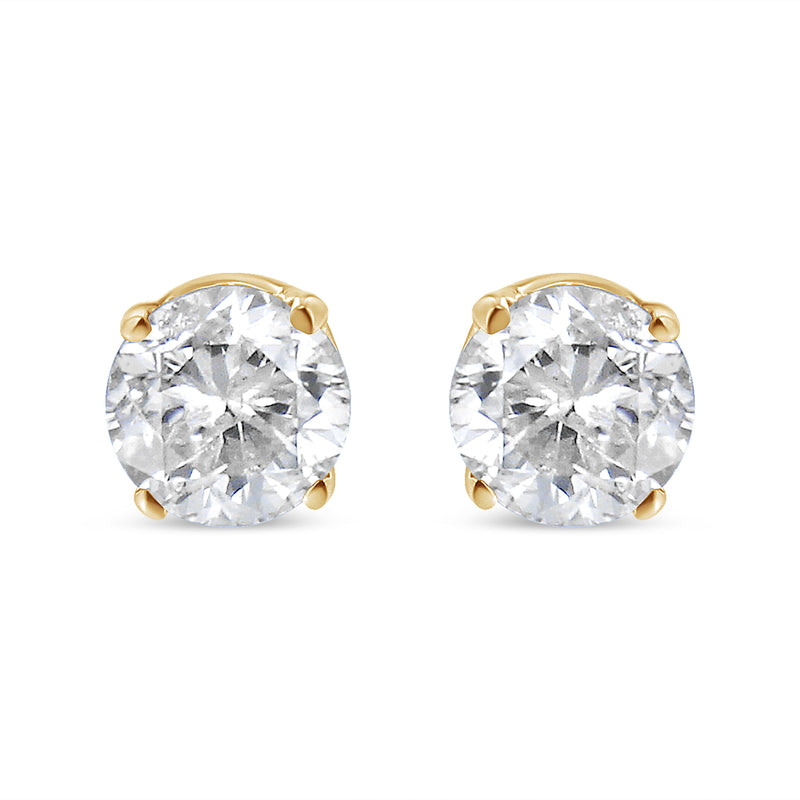 Bids.com AGS Certified 14K Yellow Gold 1/2 Cttw 4 Prong Set Brilliant Round-Cut Solitaire Diamond Push Back Stud Earrings (O-P, Color, SI2-I1 Clarity) Earrings