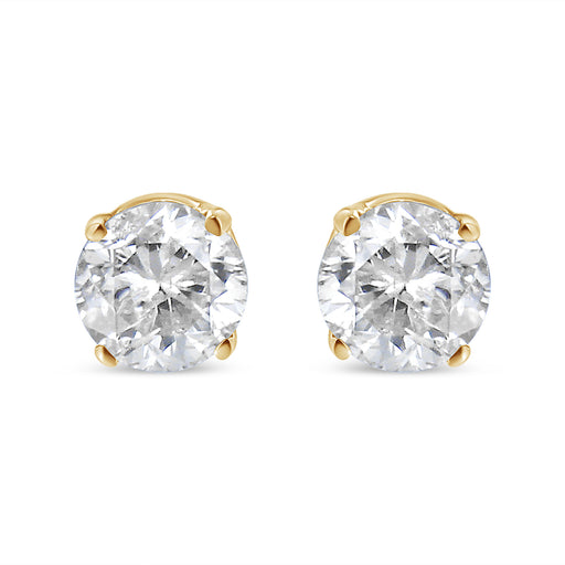Bids.com 14K Yellow Gold 1/2 Cttw Round-Cut Diamond Solitaire Stud Earrings (O-P Color, SI2-I1 Clarity) Earrings