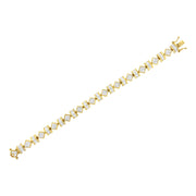 Bids.com 14K Yellow Gold 7.50 Cttw Princess and Baguette Diamond Geometric Link Bracelet Bracelets