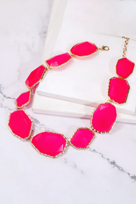 Geometrical Shape Zinc Alloy Frame Resin Necklace