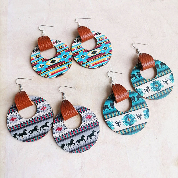 Round Shape Wooden Dangle Earrings