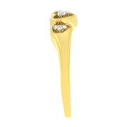Bids.com 10KT Yellow Gold 1/20 cttw Diamond Triple Heart Diamond Ring (K-L, I1-I2) - Size 7 Rings