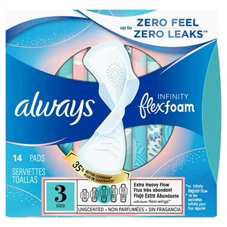 Always Always Radiant Infinity w/Wings 12/14ct Case Feminine Pads & Protectors