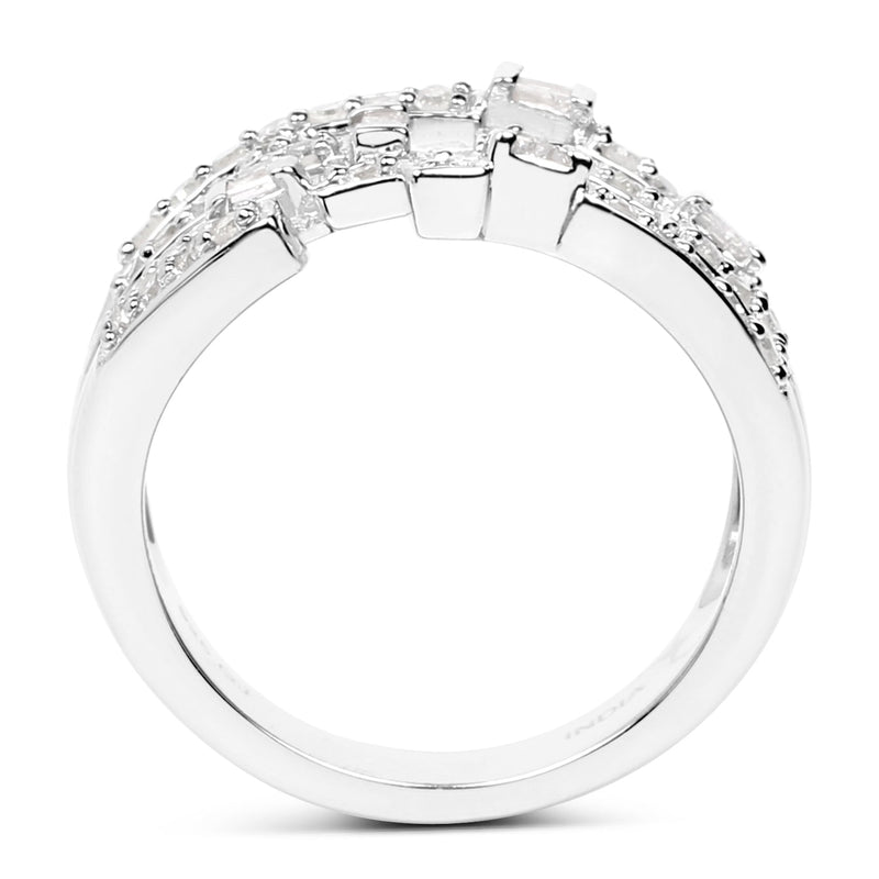 Bids.com 0.60 Carat Genuine White Diamond .925 Sterling Silver Ring Rings