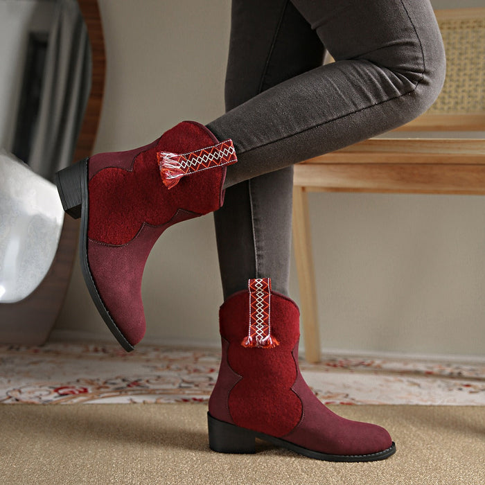 Point Toe Block Heel Boots