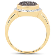 Bids.com 14K Yellow Gold Plated 4.50 Carat Genuine Drusy Quartz .925 Sterling Silver Ring Rings