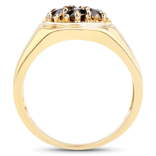 Bids.com 0.91 Carat Genuine Black Diamond .925 Sterling Silver Ring Rings