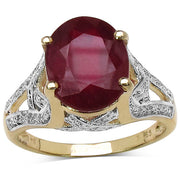Bids.com 14K Yellow Gold Plated 4.00 Carat Genuine Ruby .925 Sterling Silver Ring Rings