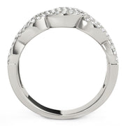 Bids.com Diamond Studded Double Interlocking Waves Ring in 14k White Gold  (5/8 cttw) Rings