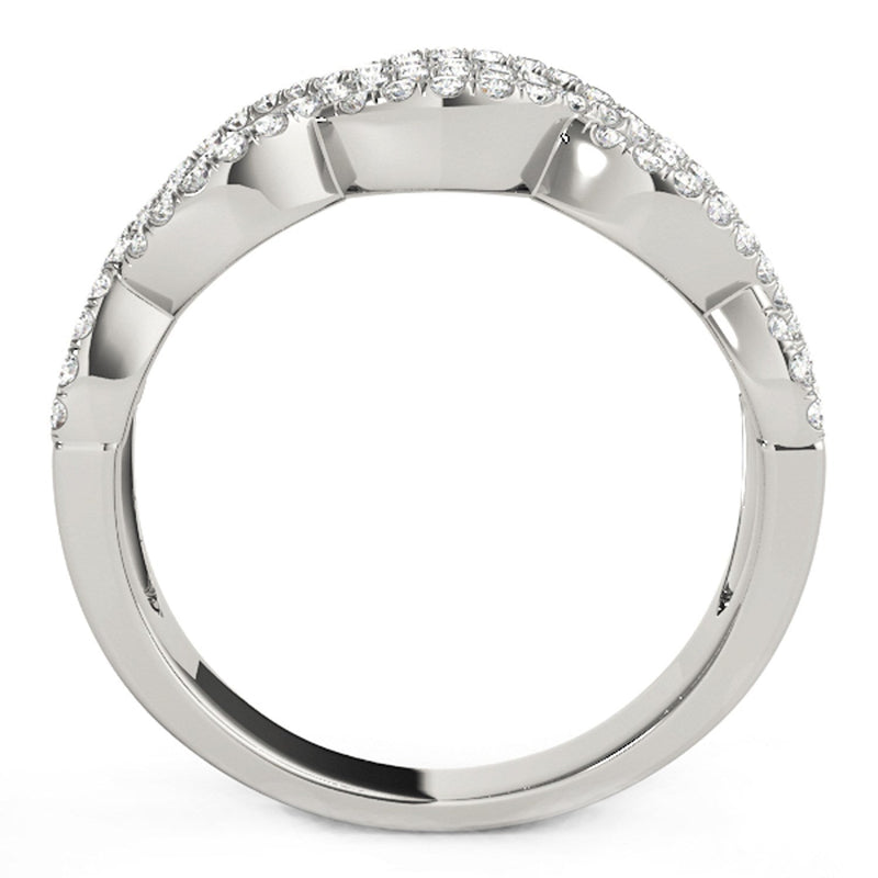 Bids.com Diamond Studded Double Interlocking Waves Ring in 14k White Gold  (5/8 cttw) Rings