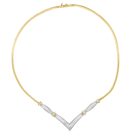 Bids.com 14K Yellow and White Gold 2.00 Cttw Round and Princess-Cut Diamond 'V' Shape Statement Necklace (H-I Color, SI2-I1 Clarity) - 18" Necklaces