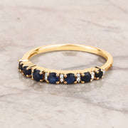 Bids.com 0.43 Carat Genuine Blue Sapphire and White Diamond 14K Yellow Gold Ring Rings
