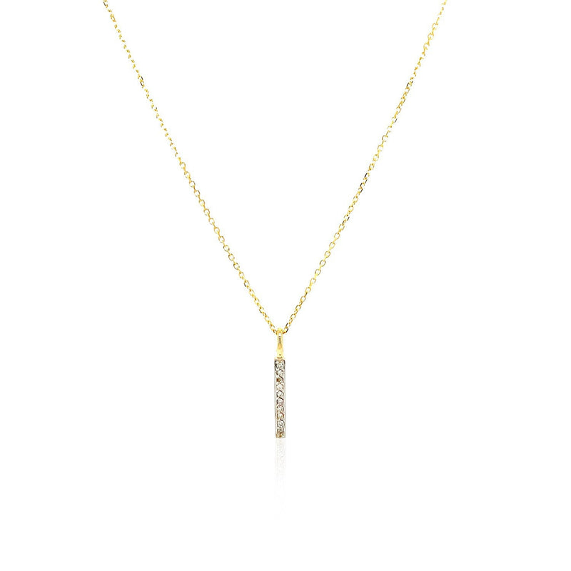 Bids.com 14k Yellow Gold Bar Pendant with Diamonds Pendants