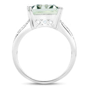 Bids.com 10.64 Carat Genuine Green Amethyst and White Topaz .925 Sterling Silver Ring Rings