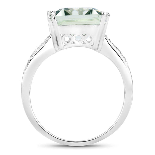 Bids.com 10.64 Carat Genuine Green Amethyst and White Topaz .925 Sterling Silver Ring Rings