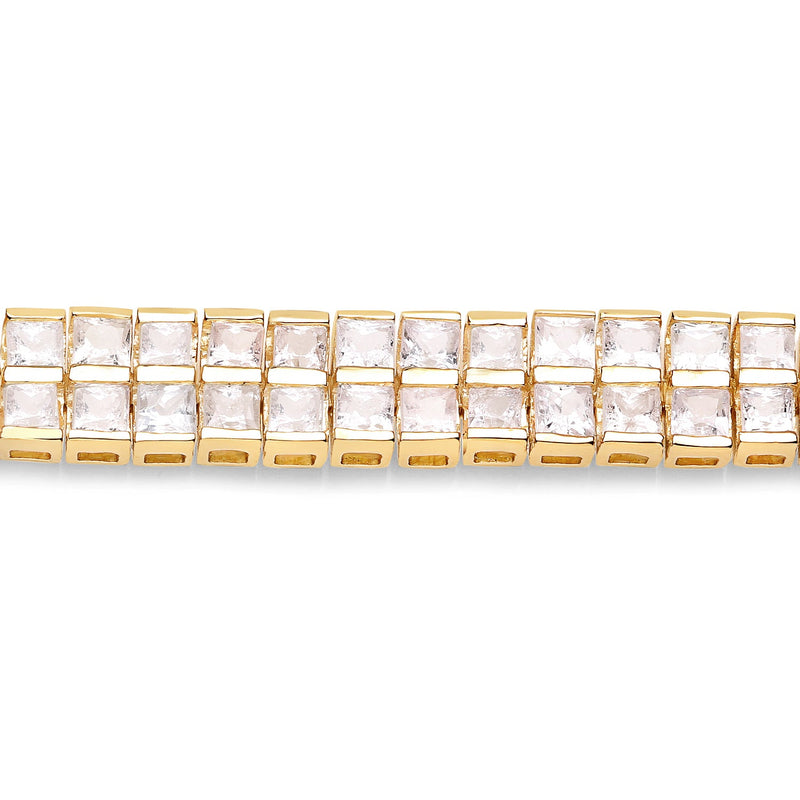 Bids.com 14K Yellow Gold Plated 9.52 Carat Genuine Blue Sapphire and White Sapphire .925 Sterling Silver Bracelet Bracelets