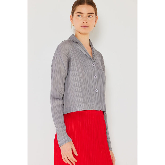 Marina West Swim Pleated Cropped Button Up Shirt