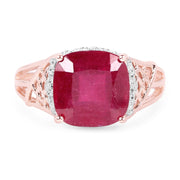 Bids.com 14K Rose Gold Plated 5.54 Carat Genuine Glass Filled Ruby & White Topaz .925 Sterling Silver Ring Rings