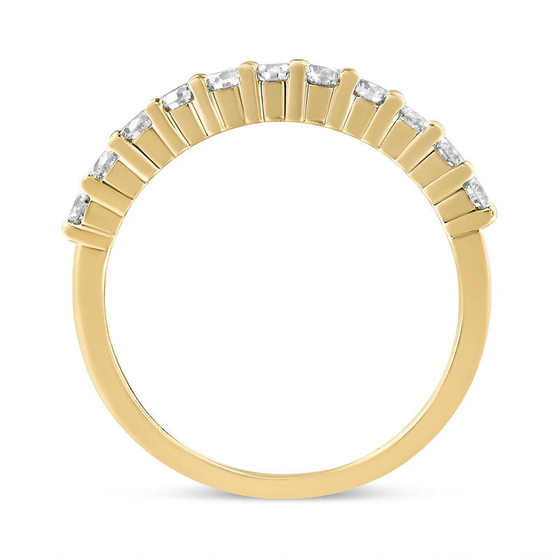 Bids.com IGI Certified 1/2 Cttw Diamond 10K Yellow Gold Prong Set Fluted Band Style Wedding Ring (J-K Color, I1-I2 Clarity) - Size 7 Rings